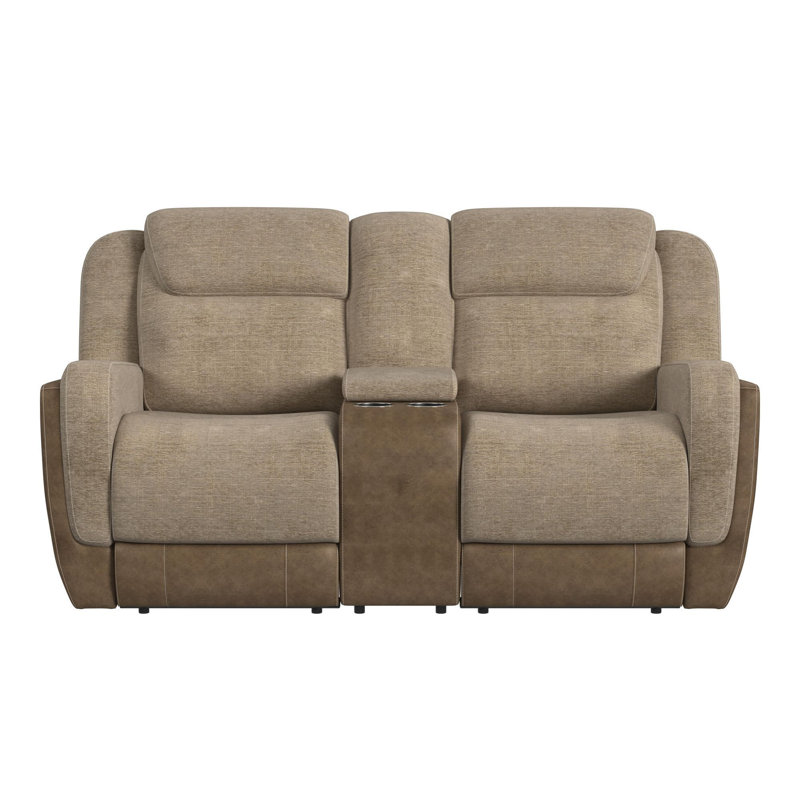 Viper Motion Loveseat with Console, Beige Polyester