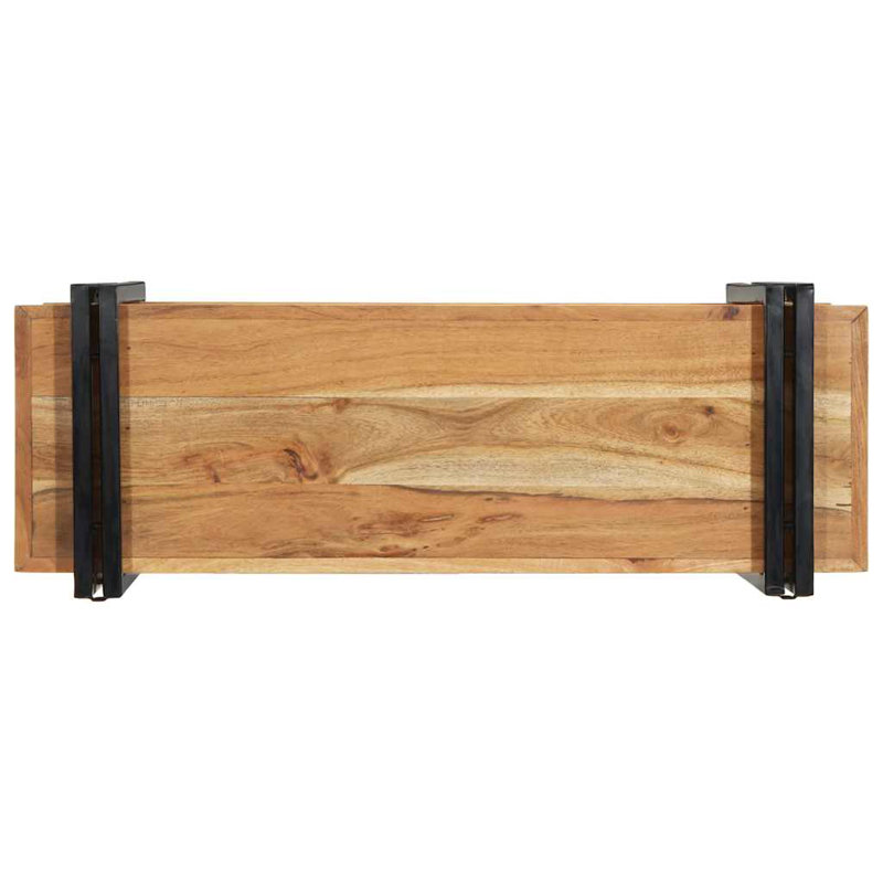 Solid Wood Media Shelves, 45cm H x 90cm W x 33cm D, Brown