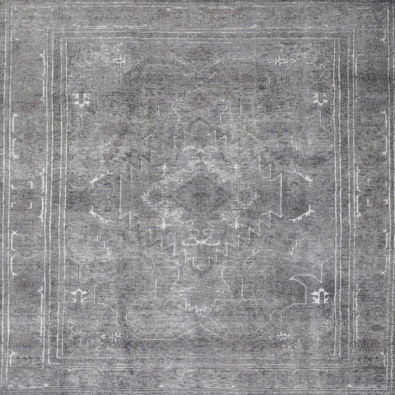 Tapis oriental en laine gris, Carré 4 pi