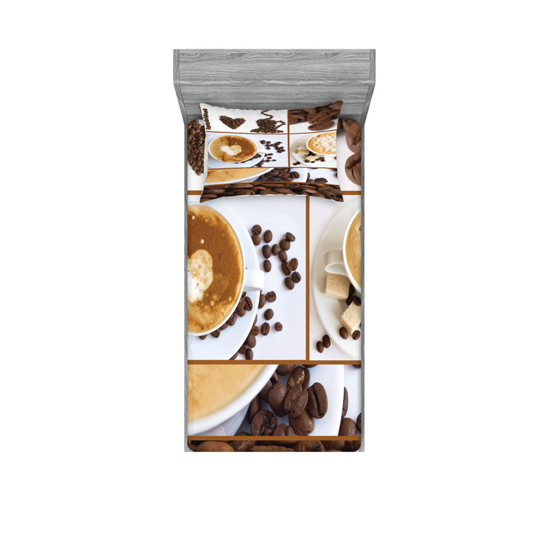 Ensemble de drap-housse et taies décoratives Ambesonne, Ensemble de draps pour lit simple + 1 drap-housse 