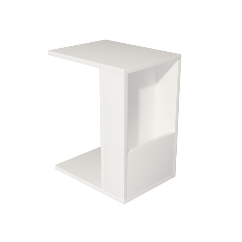Side End Table With Storage Shelf Charles, White