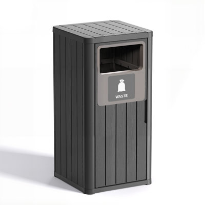 35.45"H Weather-Resistant Resin Trash Can For Patio And Kitchen(Black)