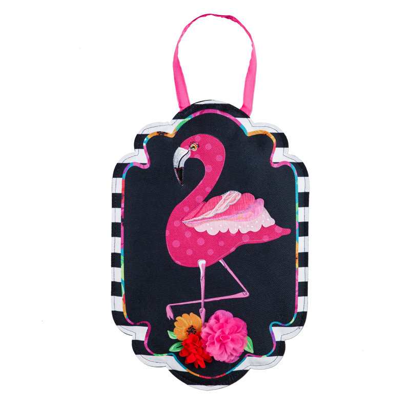 Décoration de porte Araban Flamingo à rayures et fleurs