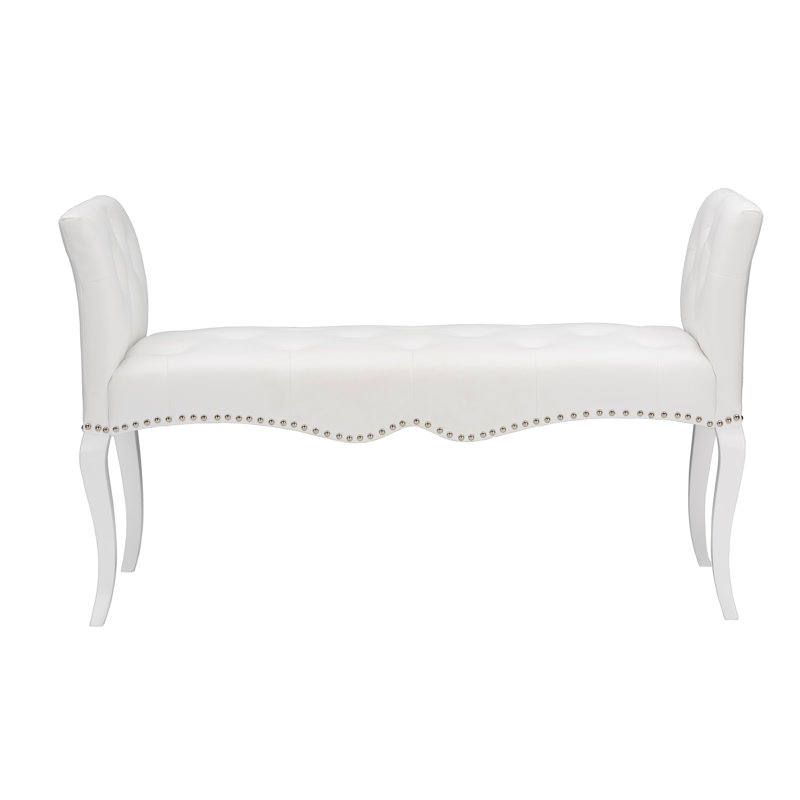 Faux Leather Upholstered Bench, White