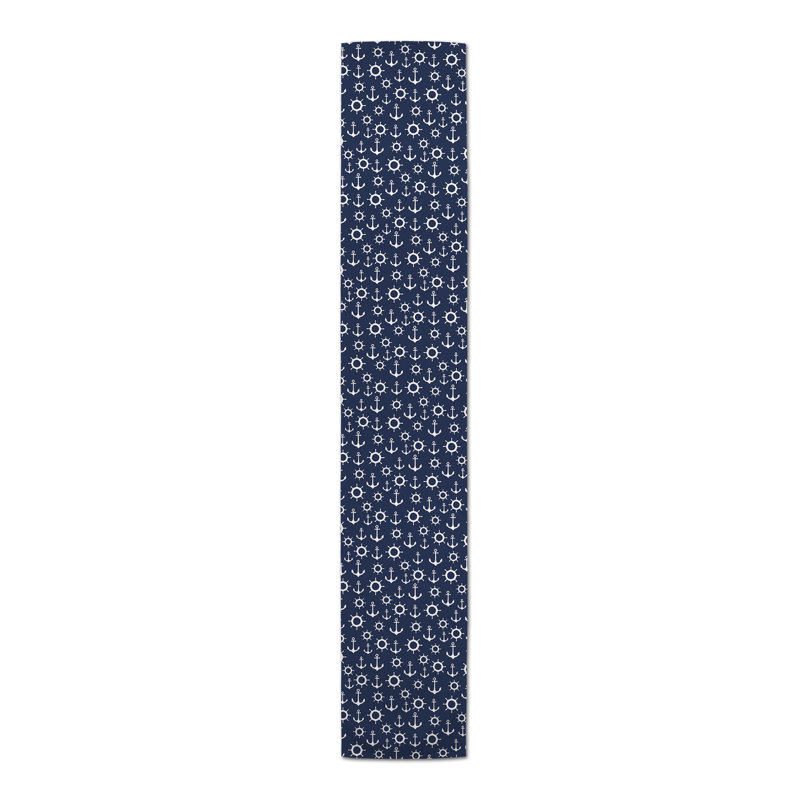 Mcintosh Geometric Table Runner, 72" L x 16" W, Mckee Geometric, Navy Blue