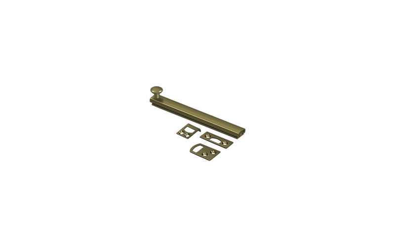 Deltana 6SBCS3 6" Surface Bolt, Concealed Screw, HD in Polished Brass, Polished Brass