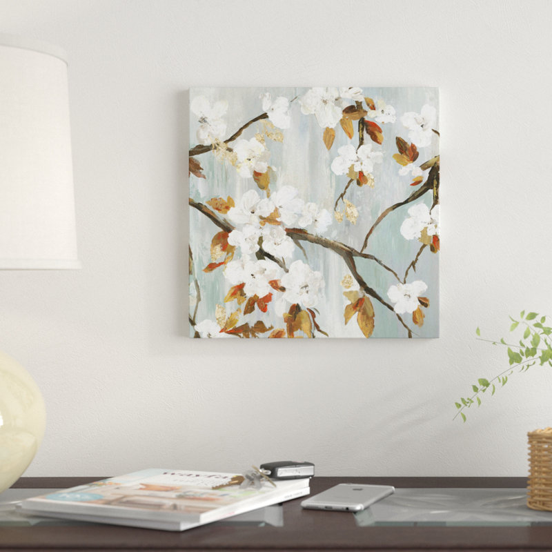 « golden fleuris ii », reproduction d’impression sur toile tendue, H 37 po x l 37 po x P 1,5 po, Toile tendue, Pas de tapis