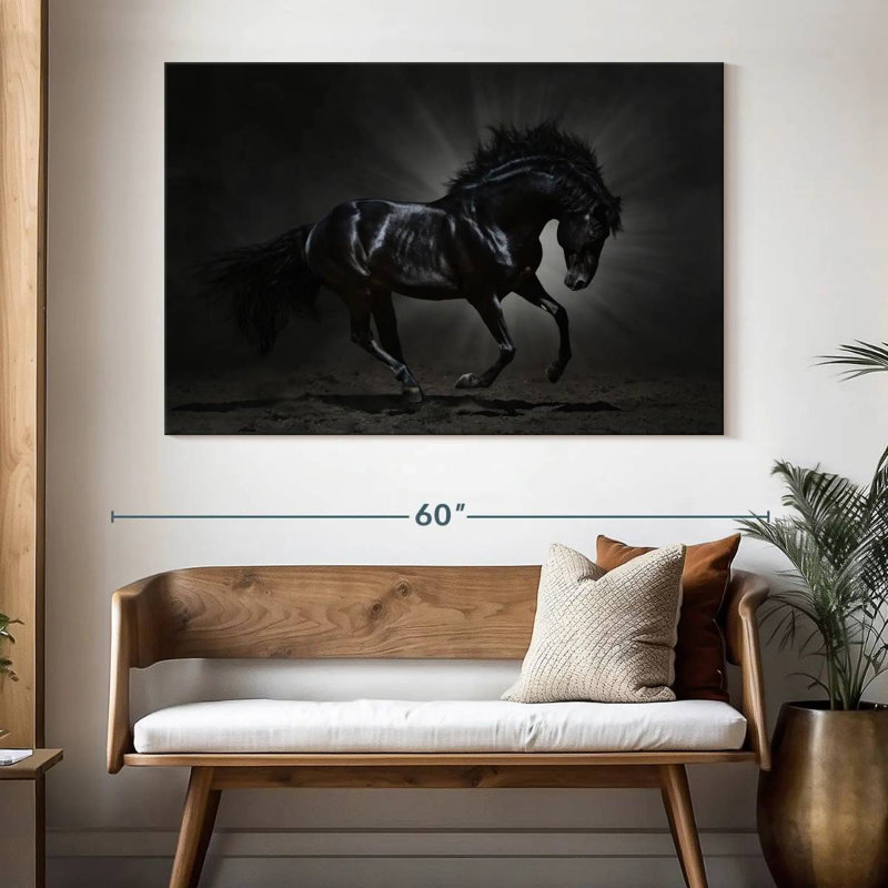 Brampt Elegant Black Horse, 34" H x 51" W