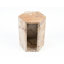 Table d'appoint en marbre rose naturel, prisme hexagonal et tons terreux, idéale pour les variations de couleurs dans le salon, convient aux petits espaces.