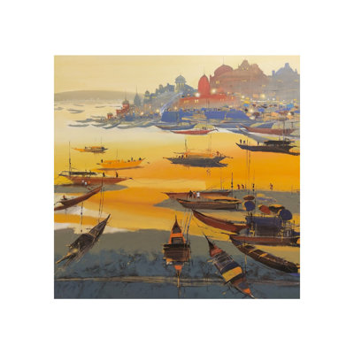 Varanasi : Bank Of River | Acrylic On Canvas | By Hari Dhongade