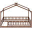 Structure de lit simple en noyer avec clôture, créant un espace enchanteur pour le plaisir