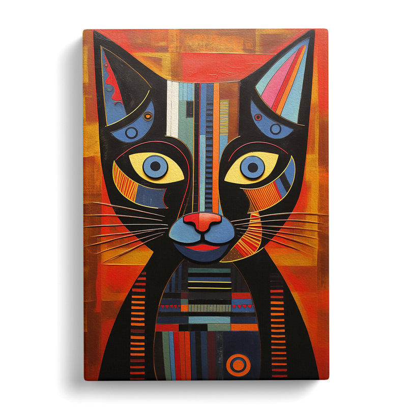 Egyptian Cat Constructivism No.3 - Wrapped Canvas, 50cm H x 35cm W x 3cm D
