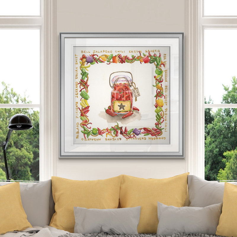 « hot chili medley », peinture, H 16 po x l 16 po x P 1,5 po, Encadrement argenté