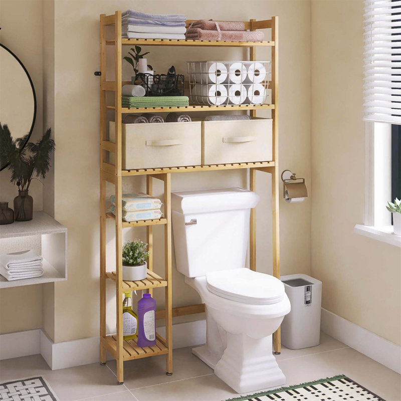 Aadhith Bamboo Freestanding Over The Toilet Storage, Yellow