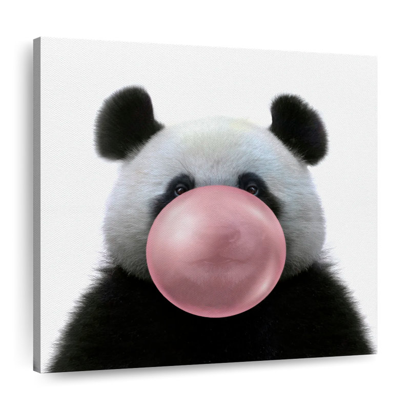 Impression sur toile Panda Bubble Gum, H 10 po x l 10 po x P 1,25 po