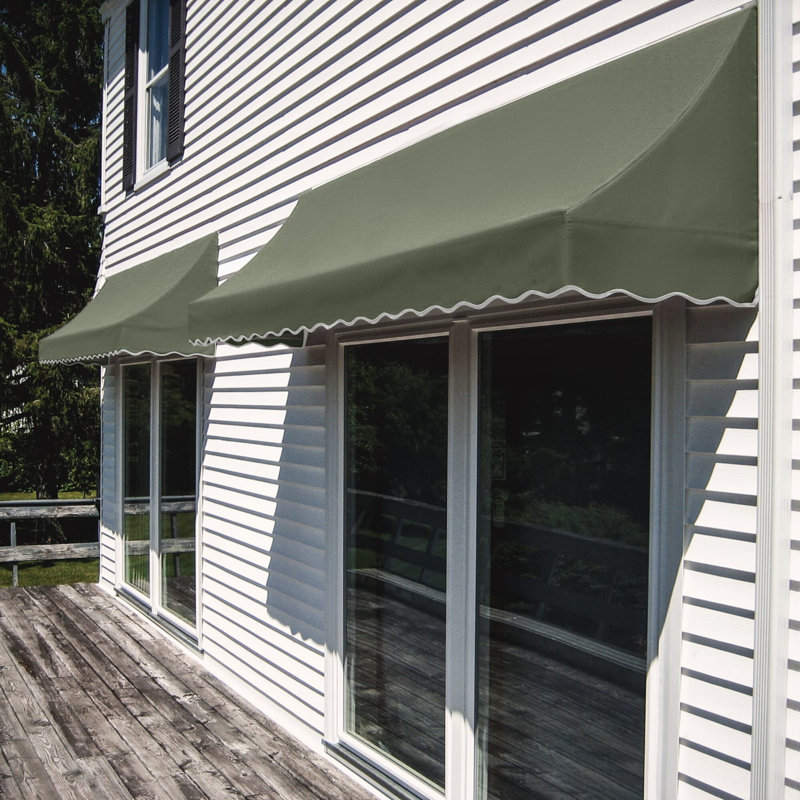 Awntech Nantucket Acrylic Fabric Fixed Awning, 44" H x 100.5" W x 36" D, Sage