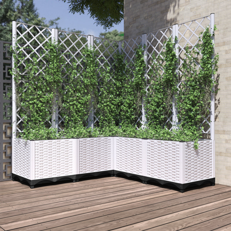Apryl Raised Garden Bed with Trellis, 136cm H x 120cm W x 120cm D