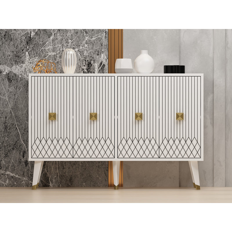 Odessa 80cm Console Table, White/Gold