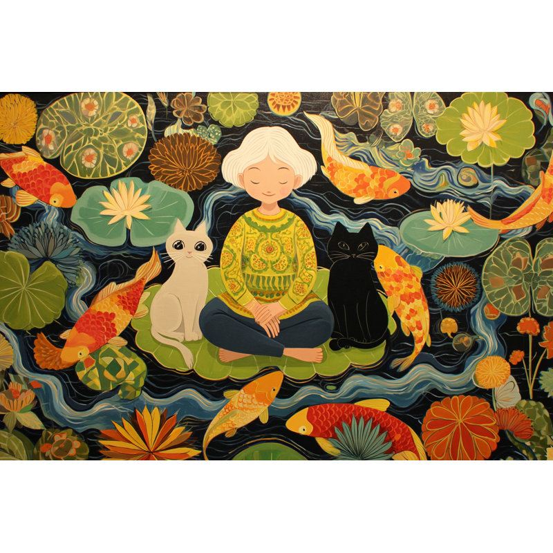Stillness Parmi Lotus, art mural sur toile tendue, 48"W x 32"H x 1.5"D