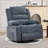 Oversized 360° Swivel Rocker Recliner Chair for Adults – Deep Seat Lounge with Cup Holders and Side Pockets – Upholstered Linen,Blue-1310056944