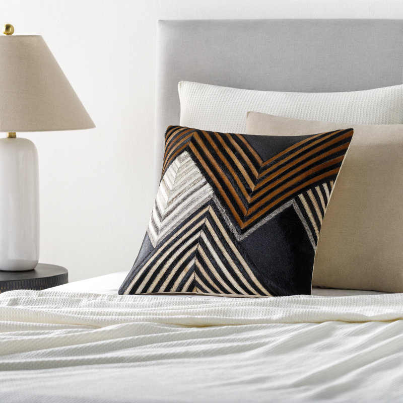Coussin Coleridge, Noir / chevron brun, Housse de coussin seulement - sans coussin
