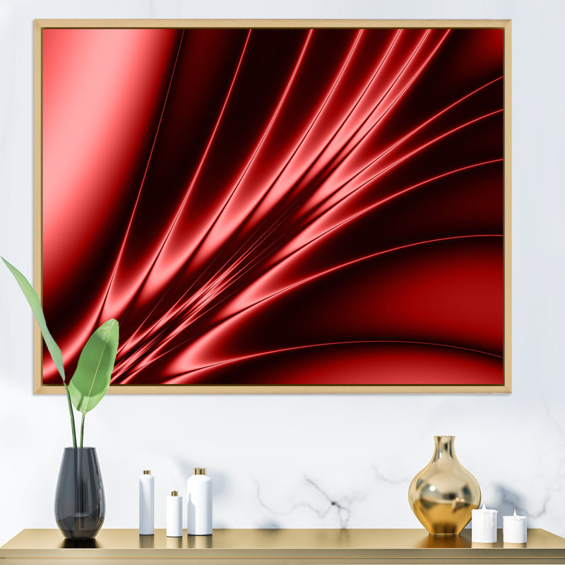 Art liquide, vagues dans les tons de rouge - reproduction d'art moderne sur toile, H 12 po x l 20 po x P 1 po