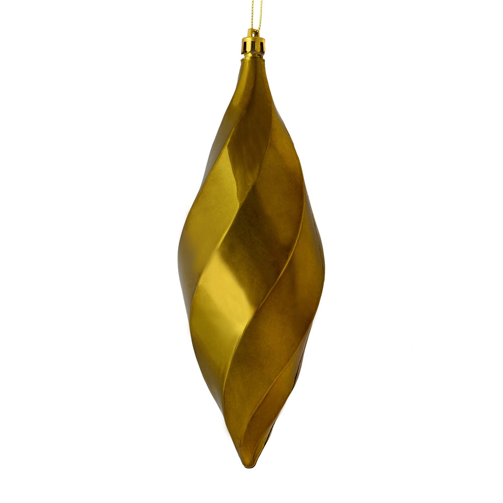 8" Swirl Finial Ornament, Olive Shiny