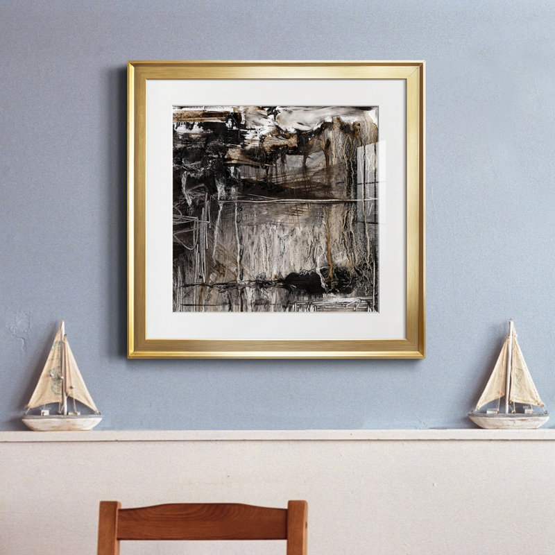 Impression continue Continumum II - prêt à accrocher, H 34,5 po x l 34,5 po x P 1,5 po, Papier avec cadre doré, Blanc