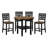 5pc Counter Height Dining Set Round Table with Storage and 4 Counter Height Chairs 2-Tone Black and Brown Finish Wooden Furniture