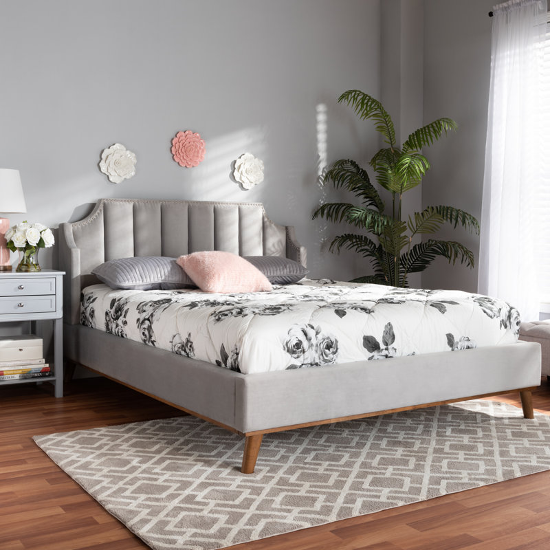 Upholstered Wingback Bed, King