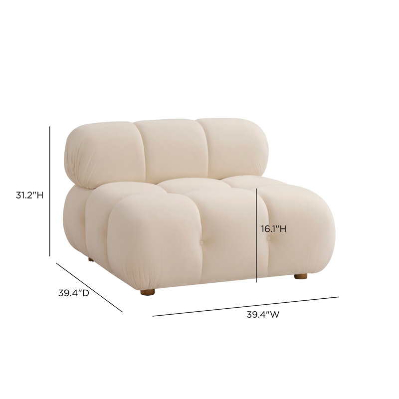 Chaise modulaire sans accoudoirs Calliope Cream Performance Velvet