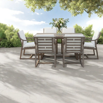 Spacieux ensembles de salle à manger de patio, 7 pièces modernes en bois d'acacia pour les réceptions en famille