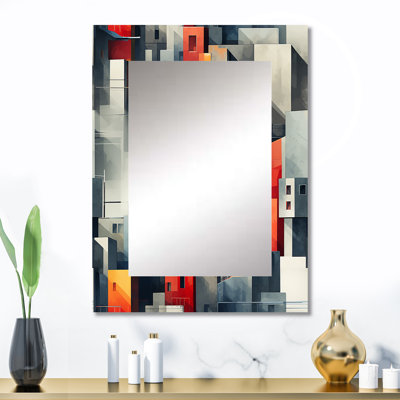 Motif de mur rayé cubique gris Oram - miroir mural rayé, rayé, miroir décoratif abstrait, impression d'art en métal