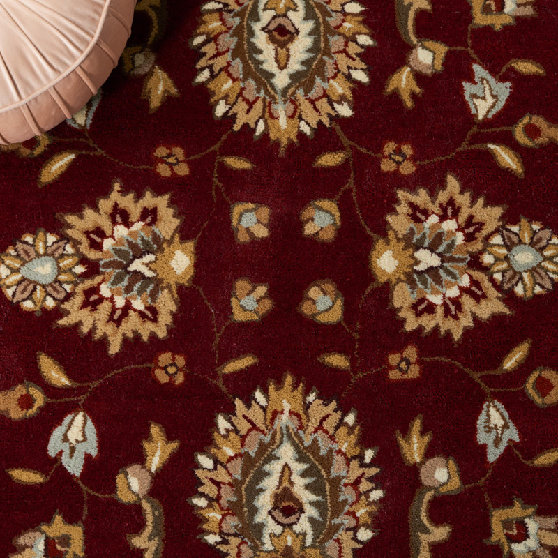 Cloverdale Hand-Hooked Burgundy Area Rug, Runner 2'3" x 9'