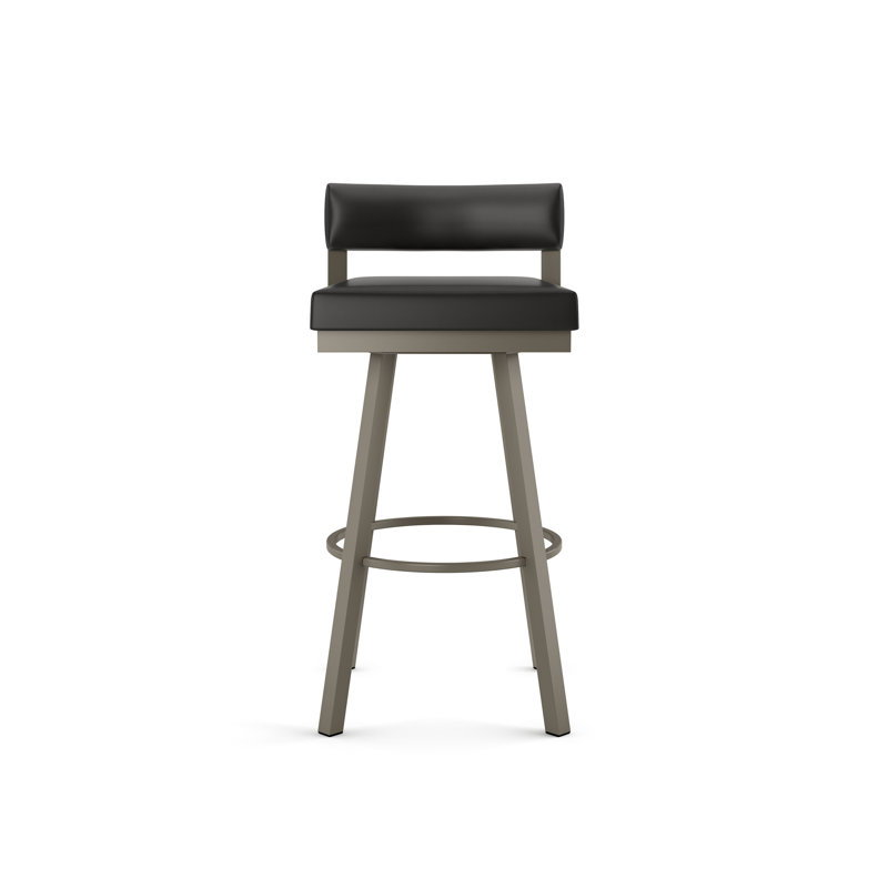Tabouret de bar et de comptoir pivotant Lowndesboro, Gris clair mat, Noir, Tabouret de comptoir (siège d'une hauteur de 26,7