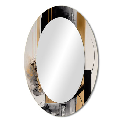 Gold Touch Art Deco II - Black Oval Wall Mirror Decor