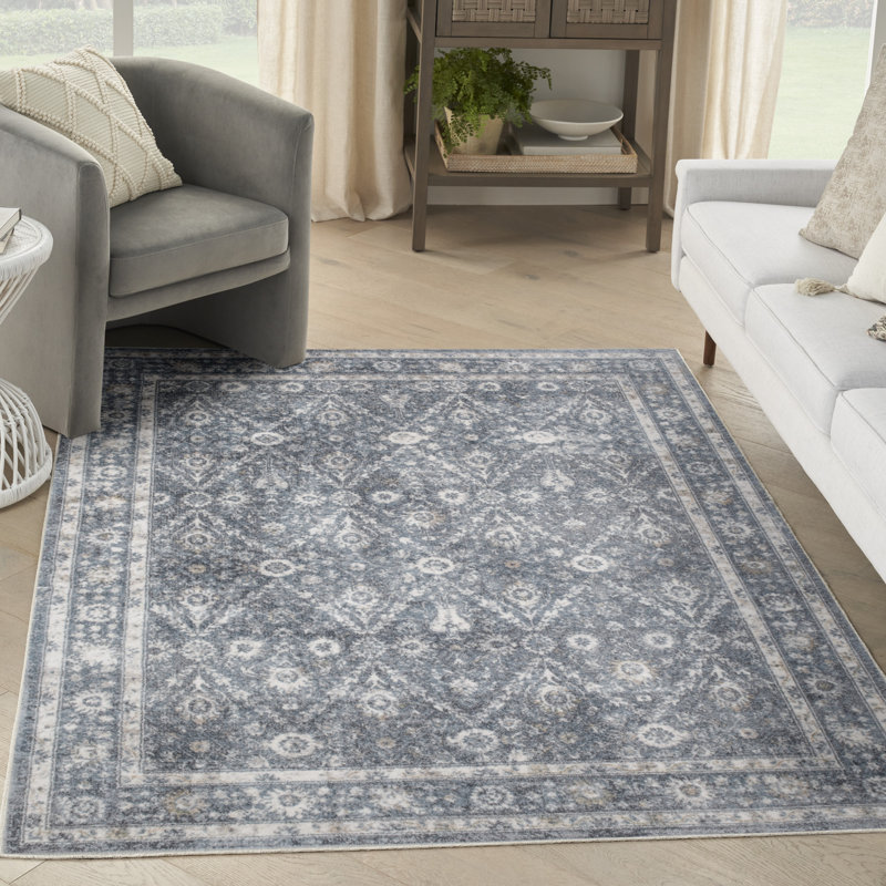 Tapis bleu foncé Nourison Astra, Rectangle 5 pi 3 po x 7 pi