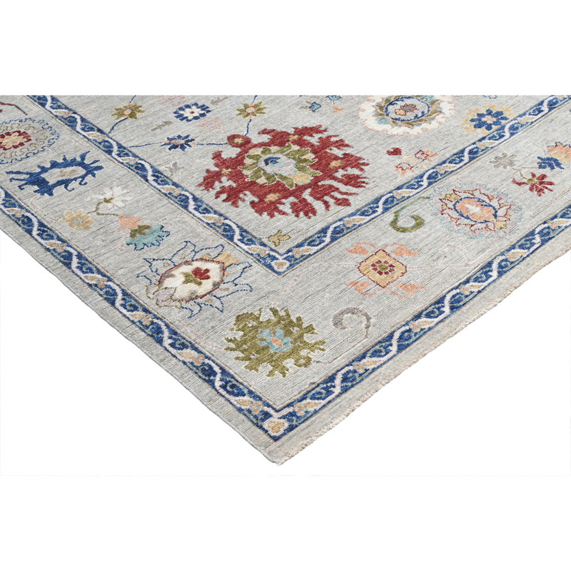 Tapis argent noué à la main de haute qualité