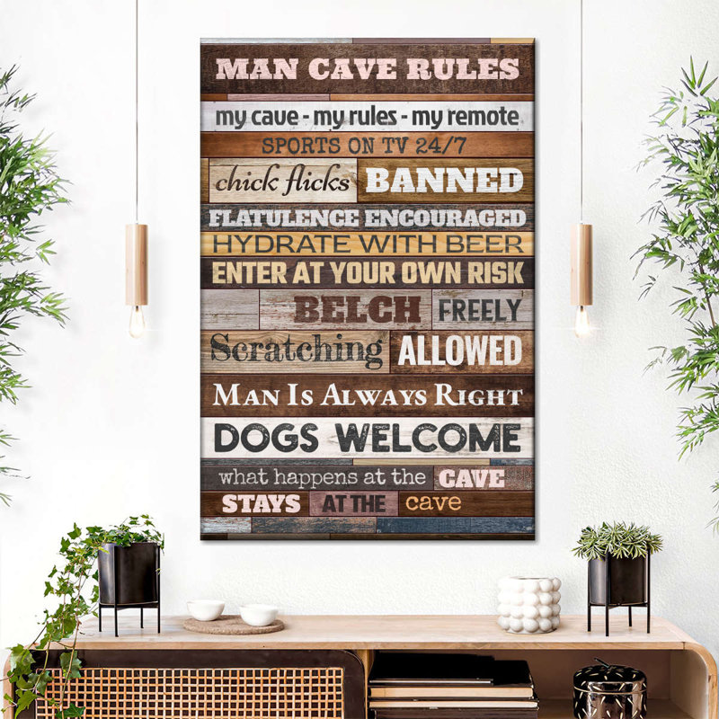 «Man Cave Rules I», reproduction sur toile, H 48 po x l 32 po x P 1,25 po