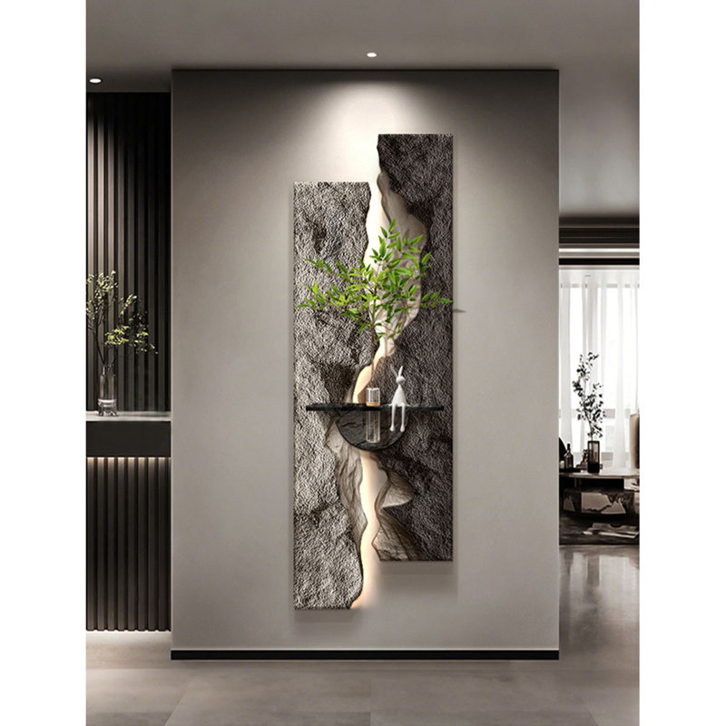 Art mural luxueux à DEL en grès 3D - Décoration de hall d'entrée hydroponique, H 82,68 po x l 27,56 po x P 1,57 po