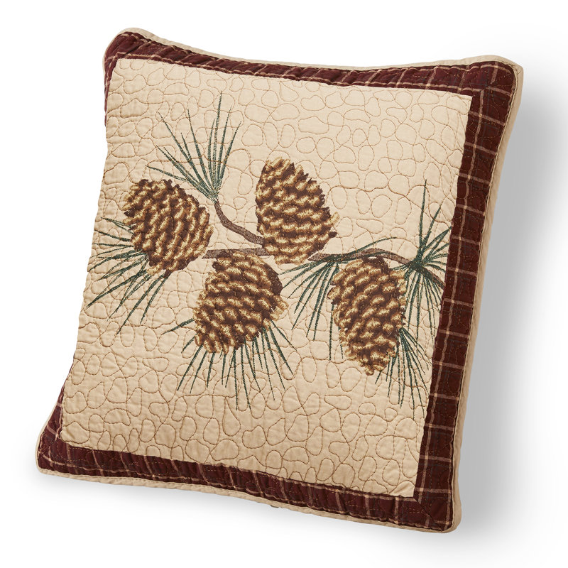 Donna Sharp Pine Lodge Pine Branch Embroidered Pieced Cotton Decor Pillow 