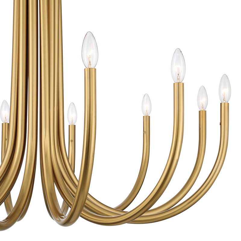 Weekes 12 - Light Steel Dimmable Classic / Traditional Chandelier, Brushed Gold