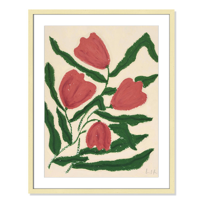 « Tulipes rouges » Estampe de Camilla Bergqvist, H 29,5 po x l 23,5 po x P 1,25 po