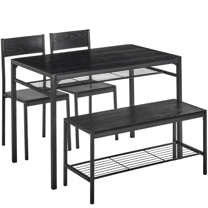 43.3" Dining Table Set For 4, 4 Piece Kitchen Table Set With Bench And Chairs For Small Space, Apartment, Living-Room, Restaurant