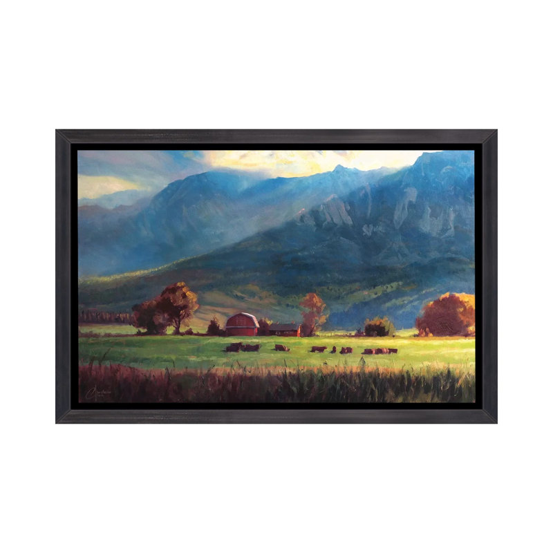 «Rocky Mountain Farm» par Christopher Clark, reproduction d'art, Toile encadrée noir délavé, H 18 po x l 26 po x P 1,5 po