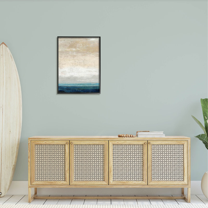 Art mural texturé à estampe abstraite de l'océan par Suzanne Nicoll, Giclée encadrée noir minuit