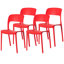 Modern Plastic Outdoor Dining Chair with Open Curved Back, Set of 4