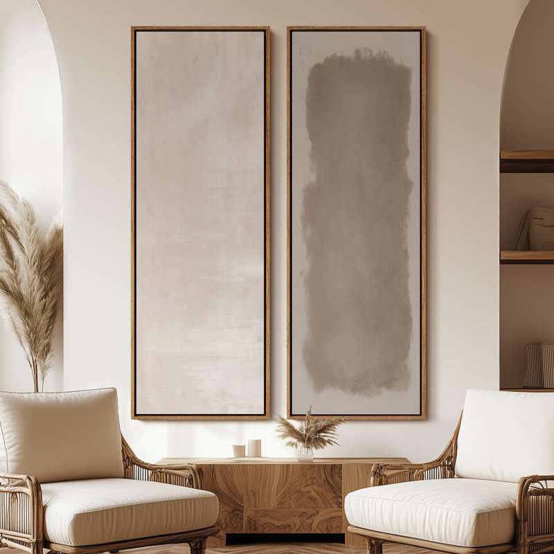 «Vintage Landscape Wall Art», ensemble de 2 toiles encadrées 20 x 60 pouces, Naturel