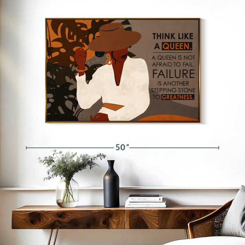Citation «Think Like A Queen», Cadre flottant doré, 40 po x 27 po