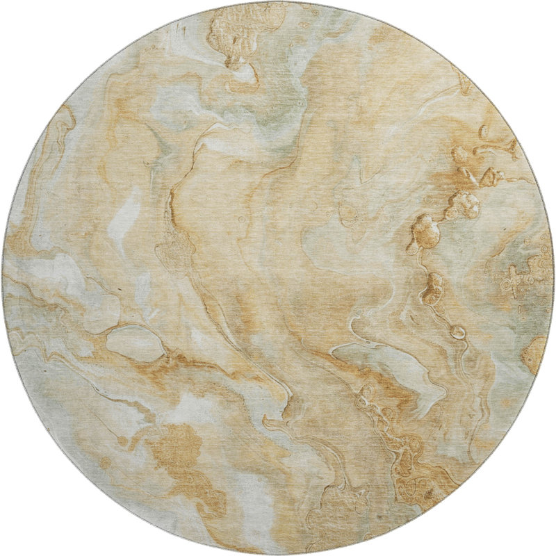 Premium Machine Washable Varroville AMF1707 Abstract Rug, Round 8'